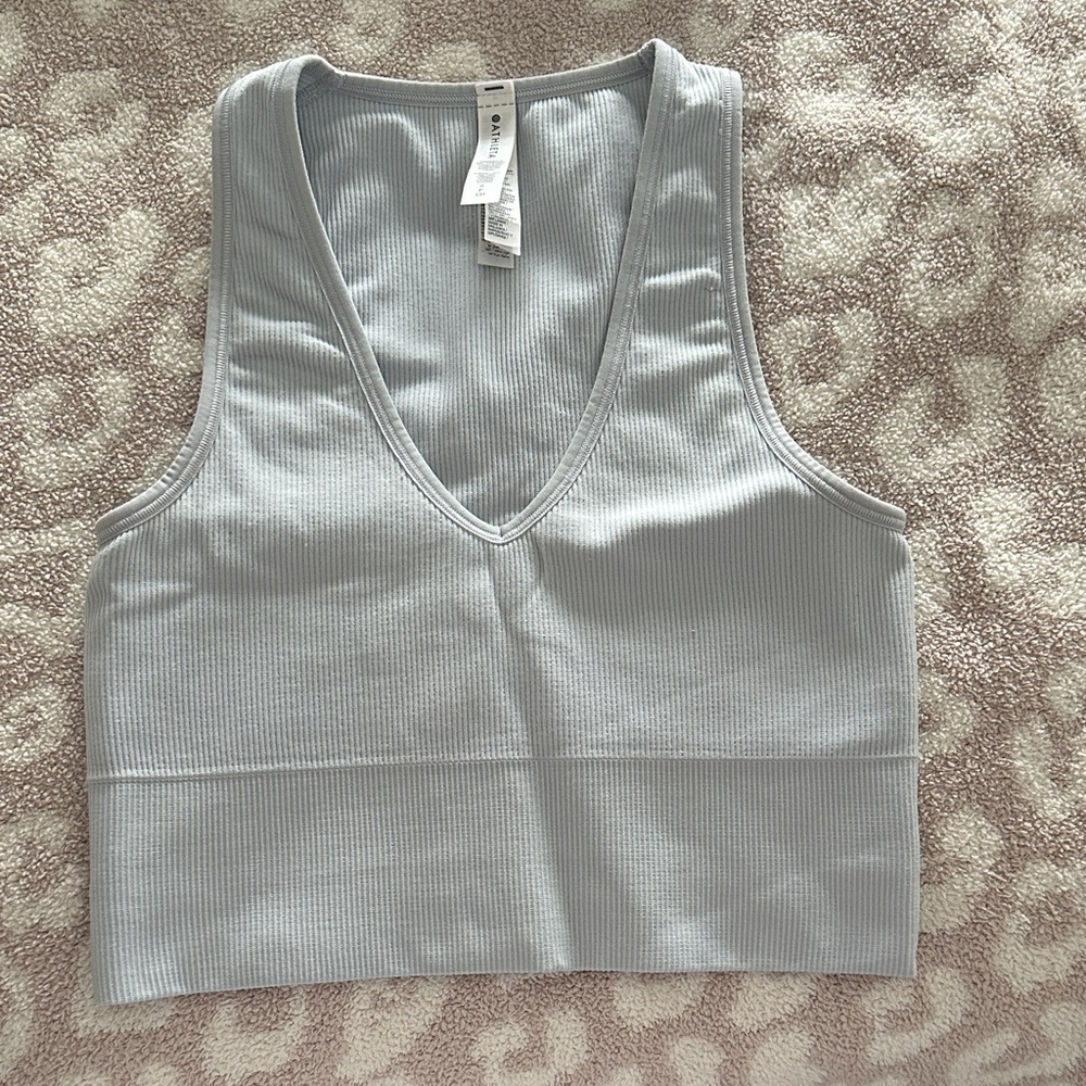 Athleta Light blue/grey Aurora Seamless Crop Rib Tank